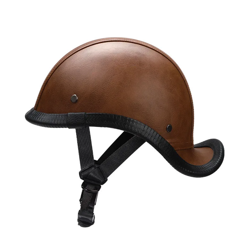 Vintage Leather Motorcycle Electric Bike Bike Helmet Breathable Leather Helmets  - $115.59