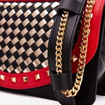 The Dosso Black and Gold Handwoven Leather Handbag image 4