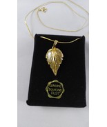 Vintage 1980s Elegant Pendant Gold Chain Natural Diamond Dust Leaf Necklace - £11.93 GBP