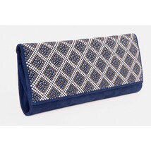 The Nampula Sax Blue Glitter Suede Leather Clutch image 4