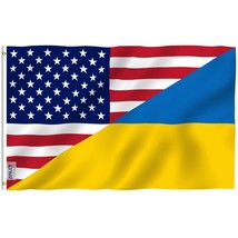 Anley 3x5 Feet America Ukraine Friendship Flag - Friendship Forever US UA Flag - £6.32 GBP
