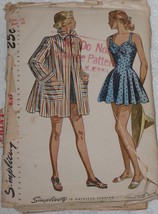 Simplicity 2441 Pattern Misses&#39; Bathing Suit &amp; Beach Coat Size 16 Vintage 1940s  - £33.05 GBP