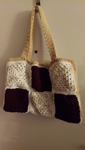 Brown Java Shoulder/Tote Bag, Hand Crocheted, 22 inches wide, 14 inches ... - $25.00