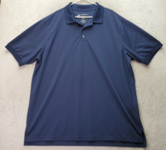 Oak Hill Polo Shirt Mens 2XLT Navy Cool &amp; Dry Polyester Slit Short Sleeve Collar - £18.41 GBP