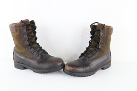 Vintage 90s Streetwear Mens 7.5 M Distressed Leather Combat Boots Brown USA - $98.95