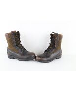 Vintage 90s Streetwear Mens 7.5 M Distressed Leather Combat Boots Brown USA - $1,825.34 MXN