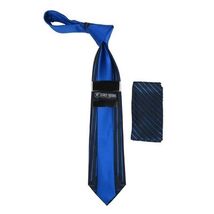 Men's Stacy Adams Tie and Hankie Set Fancy Woven Silky Satin #SAT76 Blue image 2