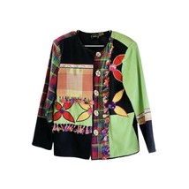 Crazy Quilt Applique Jacket Top by Allure Vintage Wearable Art Colorful ... - £29.54 GBP
