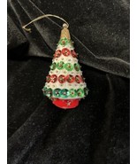 Vintage Sequin Beaded Push Pin Hand Made Christmas Tree Red Green White ... - $570.01 MXN