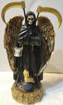 Grim Reaper Santa Muerte Robe Owl Skull Scythe Globe Fantasy Figurine #2 - £23.68 GBP