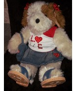 17&quot; VINTAGE BUILD A BEAR WHITE BEIGE BROWN SHAGGY DOG W/ Valentines Day ... - $22.99