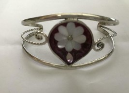 Alpaca Vintage Abalone Mother of Pearl FLOWER Bangle - £43.58 GBP