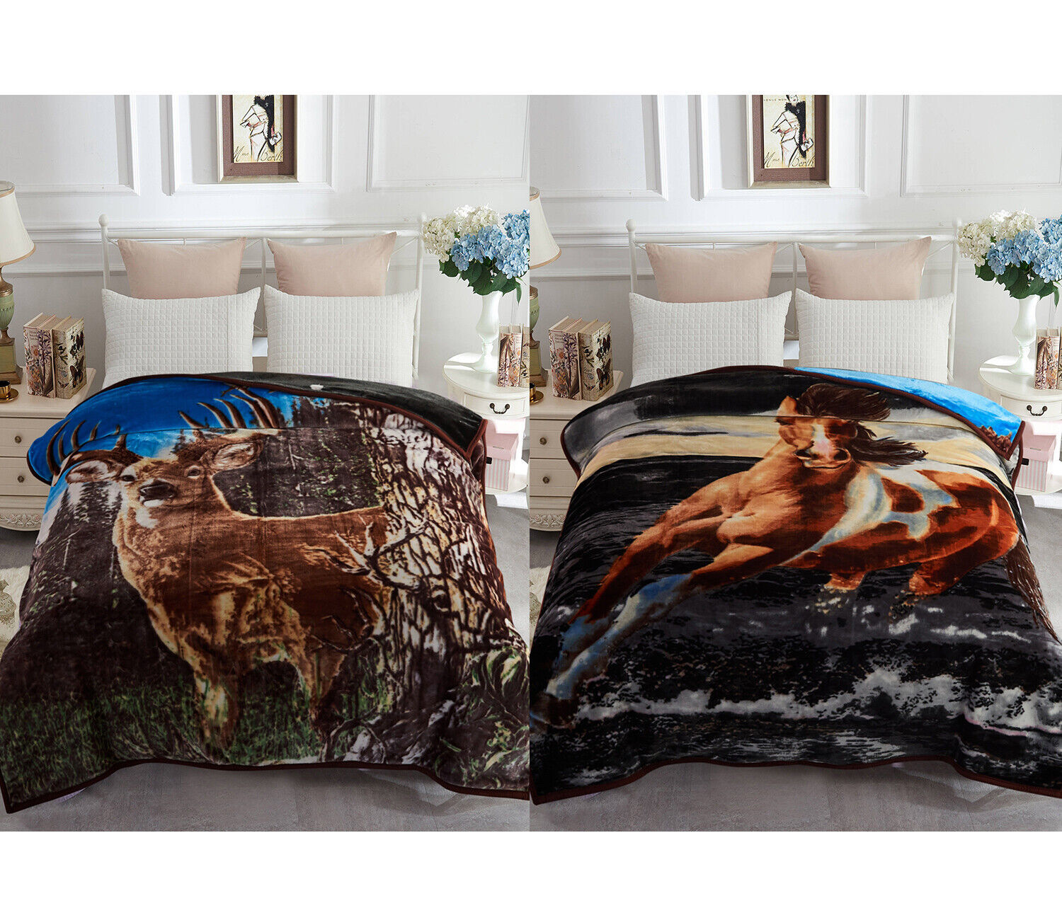 Primary image for Deer Horse - King Mink Blanket Korean Style Reversible Tiger Blanket