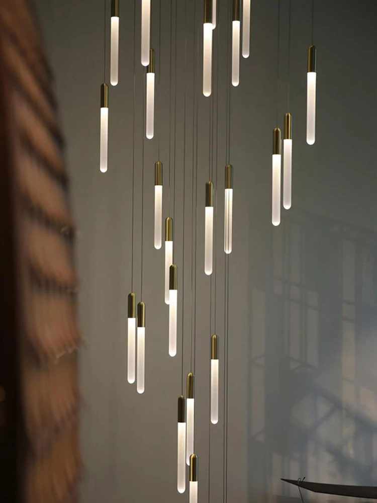 Minimalist Long Chandelier Nordic Hanging Lamps Modern Living Room Penda... - $57.33+