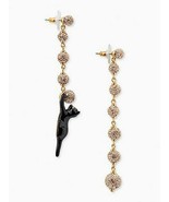 Kate Spade New York Mismatched Drop Earrings Pave Linear Black House Cat... - £101.06 GBP