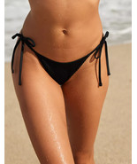 American Eagle Aerie Cheekiest Crinkle Tie Bikini Bottom LARGE True Black - $22.24