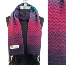 Women&#39;S 100% Cashmere Scarf Wrap Chevron Rainbow Pink Purple Turquoise#1008 For  - £15.81 GBP
