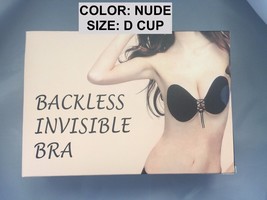 SILICONE STICKY GEL INVISIBLE  BACKLESS WIRE FREE BRA &#39;D&#39; CUP  NUDE COLOR - $3.99