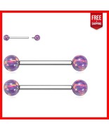 Chic 14G Internally Threaded Nipple Rings with Stunning Purple Opal Accents - $623.90 MXN