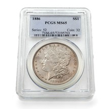 1886 Silver Morgan Dollar Graded by PCGS as MS-65! Gorgeous Coin - £237.34 GBP