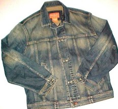 Faconnable Jeans Vintage 90s Men&#39;s Blue Acid Wash Buttons Denim Trucker Jacket L - £11.87 GBP