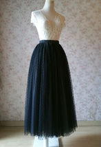 Black Dot A-line Long Tulle Skirt Women Plus Size Fluffy Tulle Skirt image 4