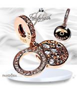 PANDORA ROSE SPARKLING LIGHT BLUE DISC DOUBLE DANGLE CHARM #789186C03 US... - €47,46 EUR