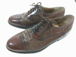 Johnston Murphy Domani Brown Italian Leather Cap Toe Brogue Oxford Shoe ... - £27.37 GBP