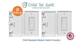 2-Pack Child Be Safe Child and Pet Proof WHITE Wide Rocker Switch Safety Cover - £18.89 GBP