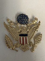 WWII US Army Sterling Silver Enameled  The Great Seal E Pluribus Unum Eagle Pin - £50.58 GBP