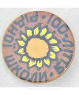 Ukrainian Wooden Hand Painted Button Vintage Ukraine Russia Sun Flower - $11.95