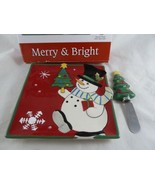 Fitz and Floyd Merry &amp; Bright Christmas Snack Plate with Spreader Holida... - £13.30 GBP