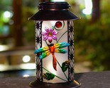 Boaer Garden Solar Lantern Lights Outdoor Hanging Dragonfly Retro Metal ... - $47.49