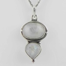 Solid 925 Sterling Silver Rainbow Moonstone Pendant Necklace Women PSV-2218 - £28.41 GBP+
