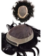 Mens wigs Mens Toupee French Lace Wigs 100% Human Hair system Durable Th... - $239.09 CAD