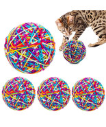 4 Pc Yarn Ball Bells Cat Toys Kitten Puppy Chase Round Play Rattle Color... - £29.87 GBP