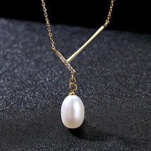 Fashion Minimalist Women S925 Silver Pendant With Niche Freshwater Pearl Necklac - £15.98 GBP