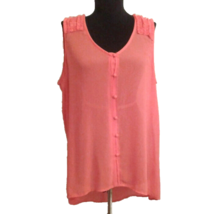 Charming Charlie L hi-low tank top ruffles sheer button front Shirt - $15.00