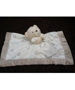 Carter&#39;s Brown Bear Plush Lovey Security Blanket White w/ Teal Tan Circl... - £50.26 GBP