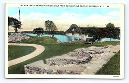Postcard 1929 New York The New Lake Champlain Bridge Old Fort Ruins St F... - £6.26 GBP