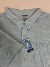 IZOD Saltwater Dockside Chambray Short Sleeve Button Up Shirt RIVER blue... - $29.69