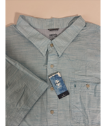 IZOD Saltwater Dockside Chambray Short Sleeve Button Up Shirt RIVER blue... - $29.69