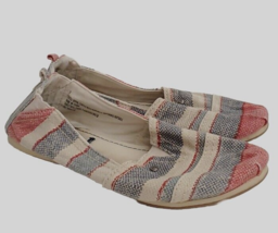 Mad Love Lydia Red Blue Beige Striped Canvas Slip On Shoes Flats 7US - £11.66 GBP