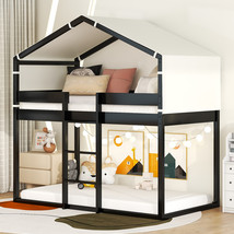 Twin Over Twin Bunk Bed Wood Bed with Tent, Espresso  - £387.90 GBP