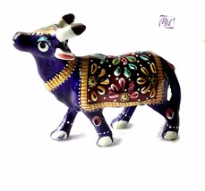 Aluminum Cow Decor Colorful Indian Decorative Hand Made Gift Meena Painted - £12.74 GBP