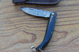 vintage real handmade damascus steel folding knife 5472 - £43.20 GBP