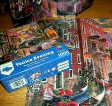 Jigsaw Puzzle 1000 Pieces Gondolas Canals Venice Italy Sunset Cafes Complete - £11.10 GBP