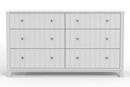 61" White Solid Wood Six Drawer Double Dresser - $24,221.59 MXN