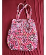 Vera Bradley Medium Shoulder Bag/Purse Pink Floral Silver Tone Hardware 11x14 in - $19.99