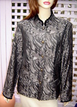 COLDWATER CREEK Shimmering Pewter/Black Animal Print Jacket w/ Trim (M) NEW - £27.33 GBP